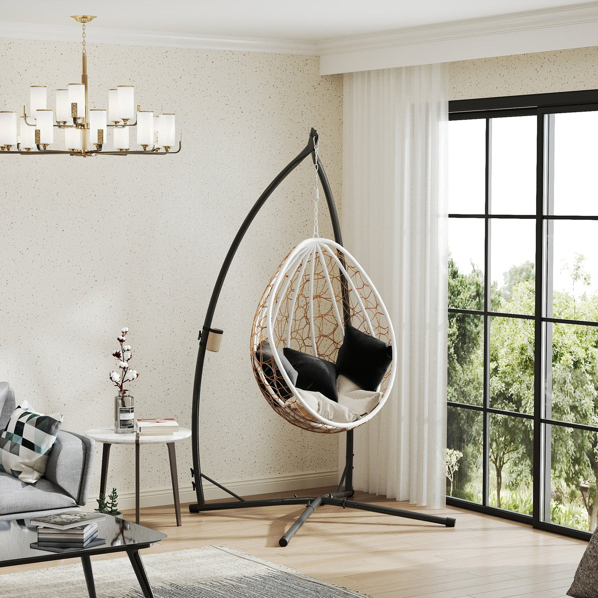 Hammock Chair Stand with X-Shaped Base, 150 KG Load Capacity, Black — product view 4