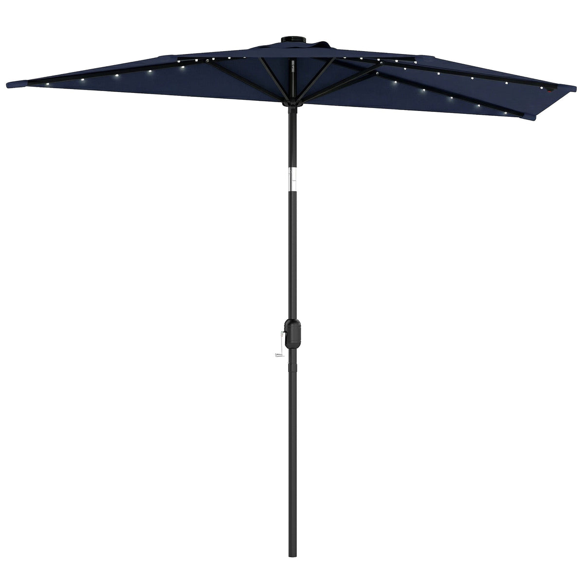 2.6 m Half Garden Parasol with Solar LED Lights and Tilt, Dark Blue — product view 1