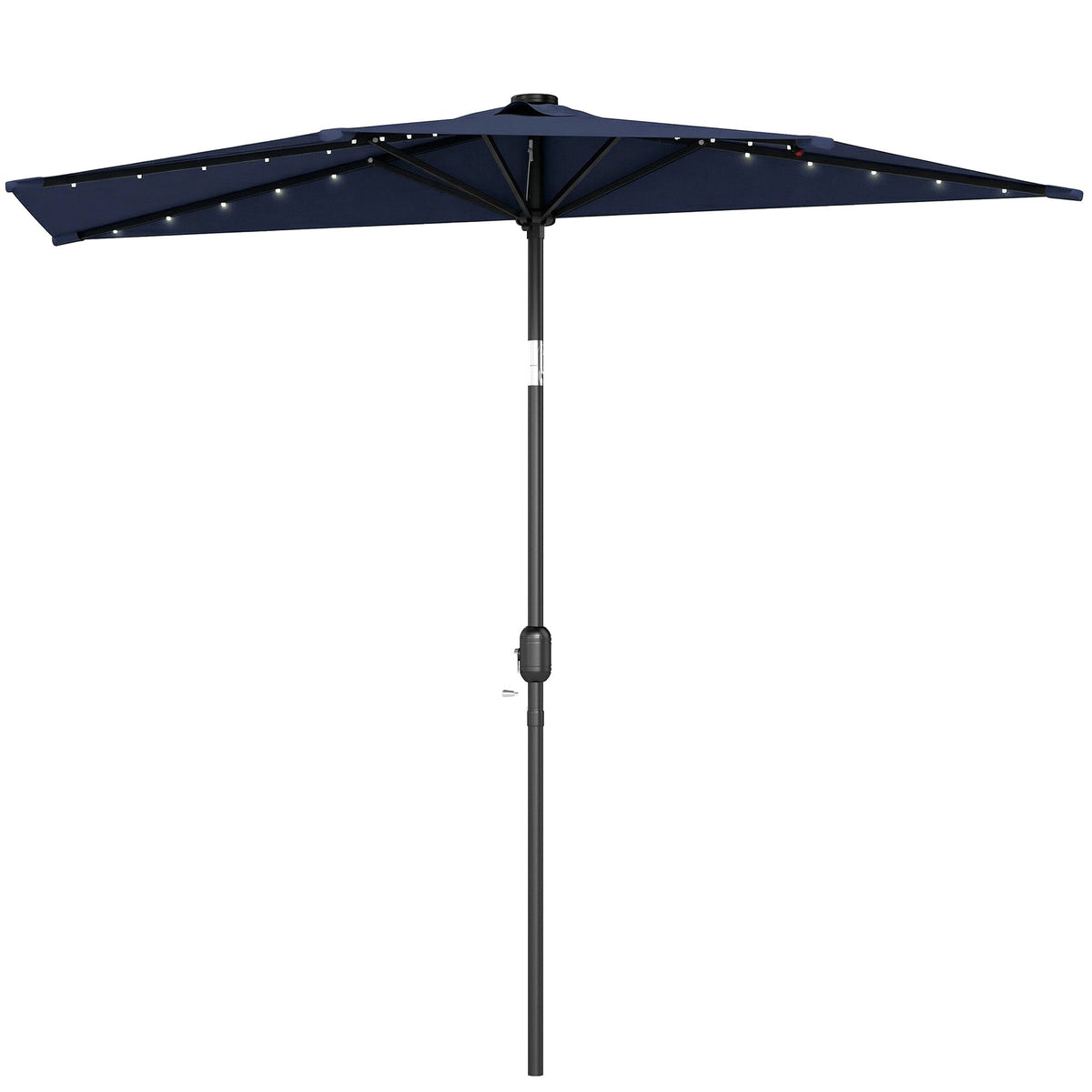 2.6 m Half Garden Parasol with Solar LED Lights and Tilt, Dark Blue — product view 2