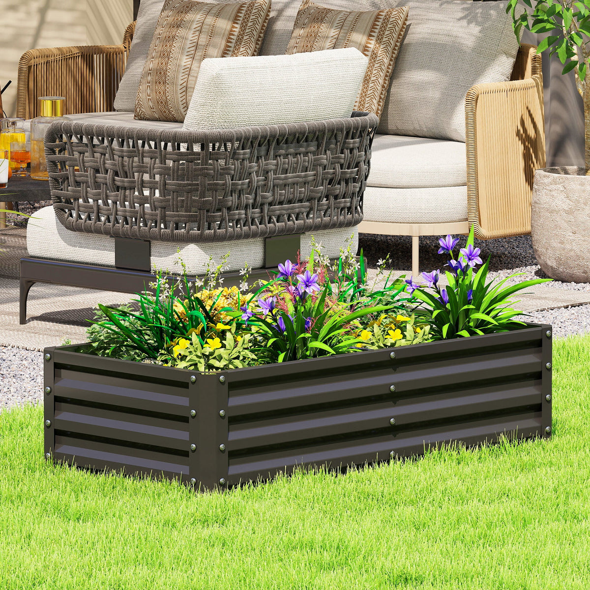 4' x 2' x 1' Galvanized Raised Garden Bed for Vegetables, Black — product view 3