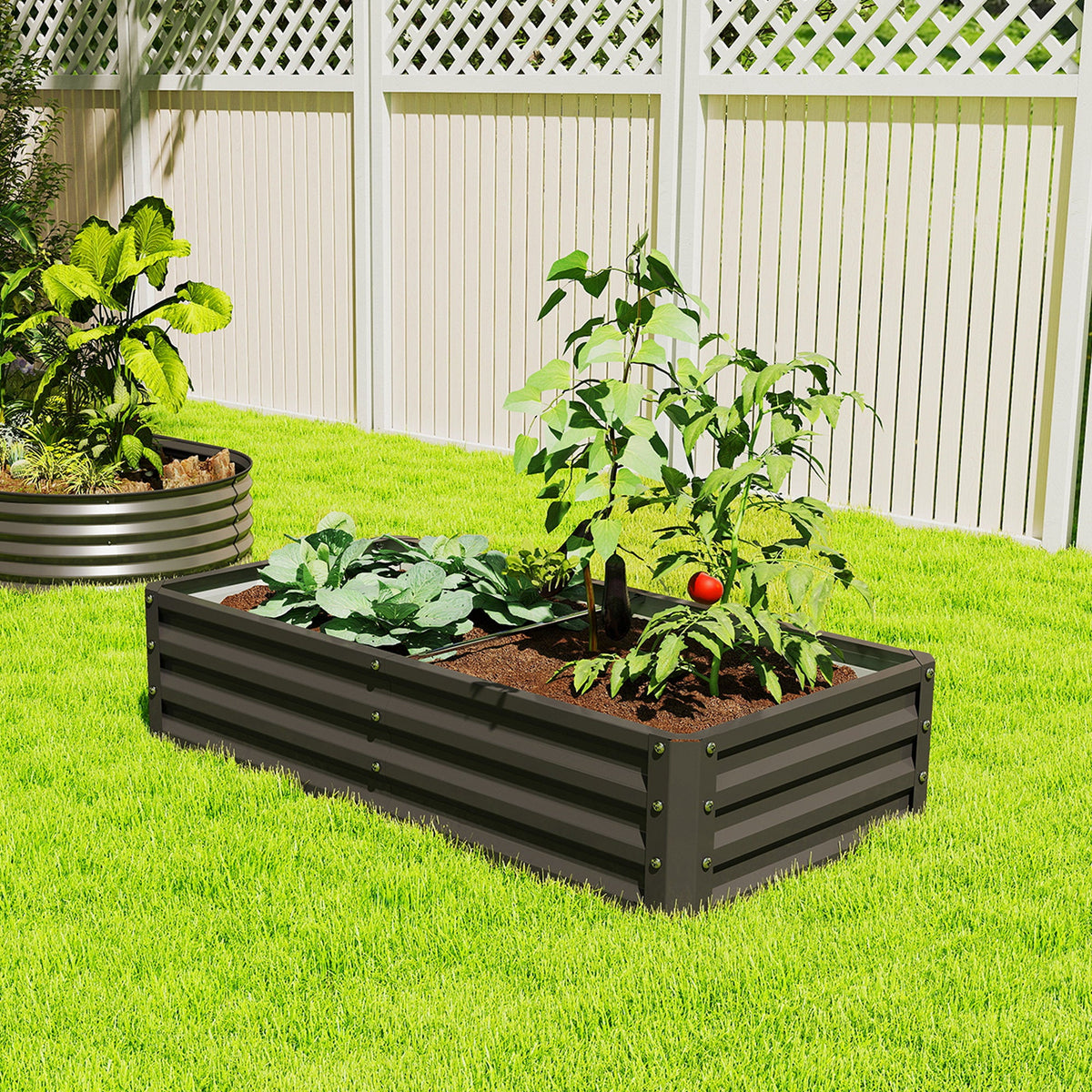 4' x 2' x 1' Galvanized Raised Garden Bed for Vegetables, Black — product view 4