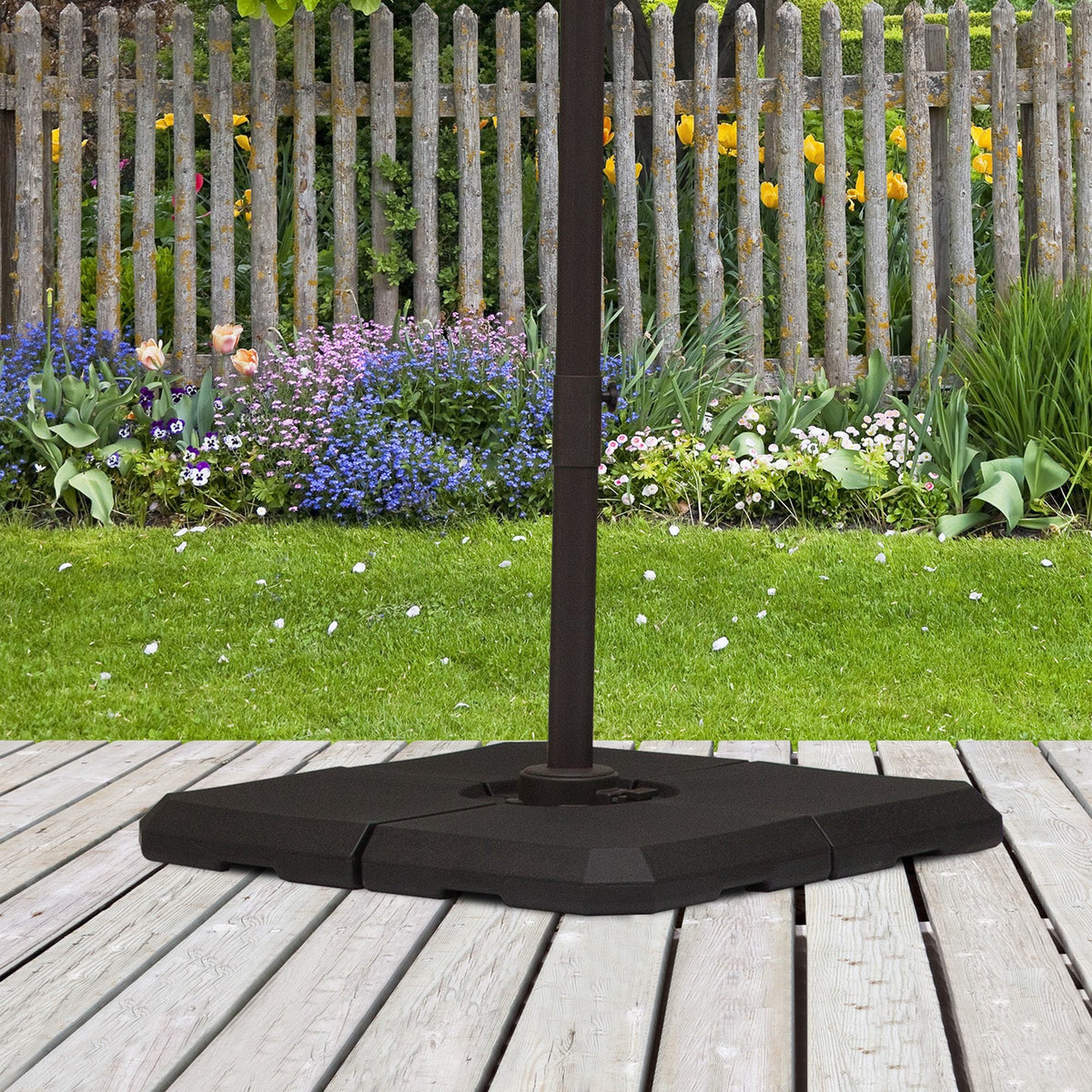 Set of 4 Parasol Base Stand Weights for Cantilever Parasols, Water and Sand Filled, Up to 120kg, Black — product view 3