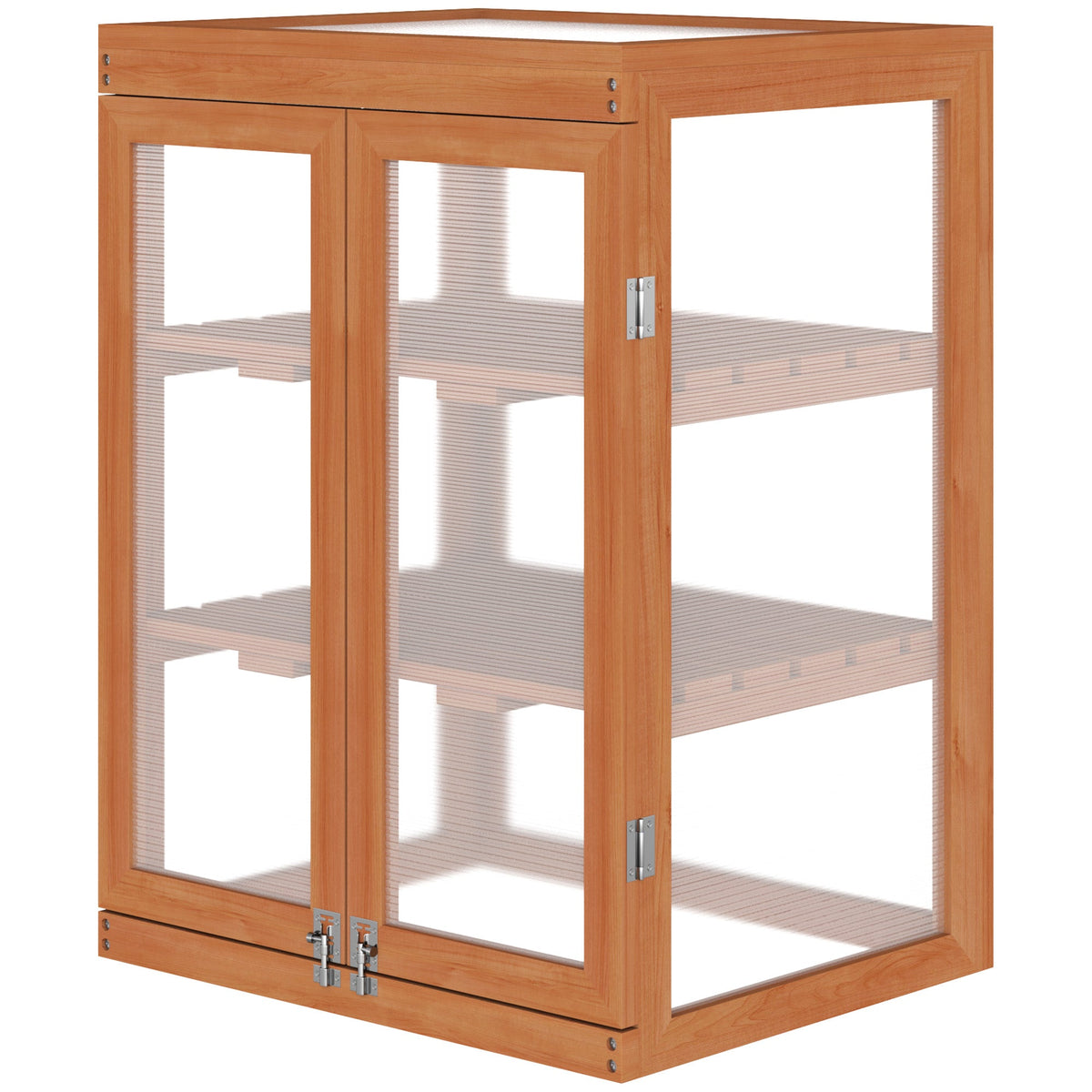 Wooden 2 Tier Cold Frame Greenhouse with Polycarbonate Panels, Orange — product view 2