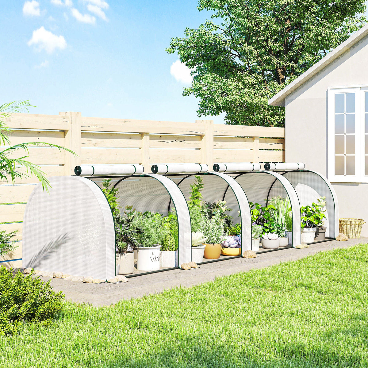 13' L x 3' W x 2.5' H Portable Tunnel Greenhouse, White — product view 4