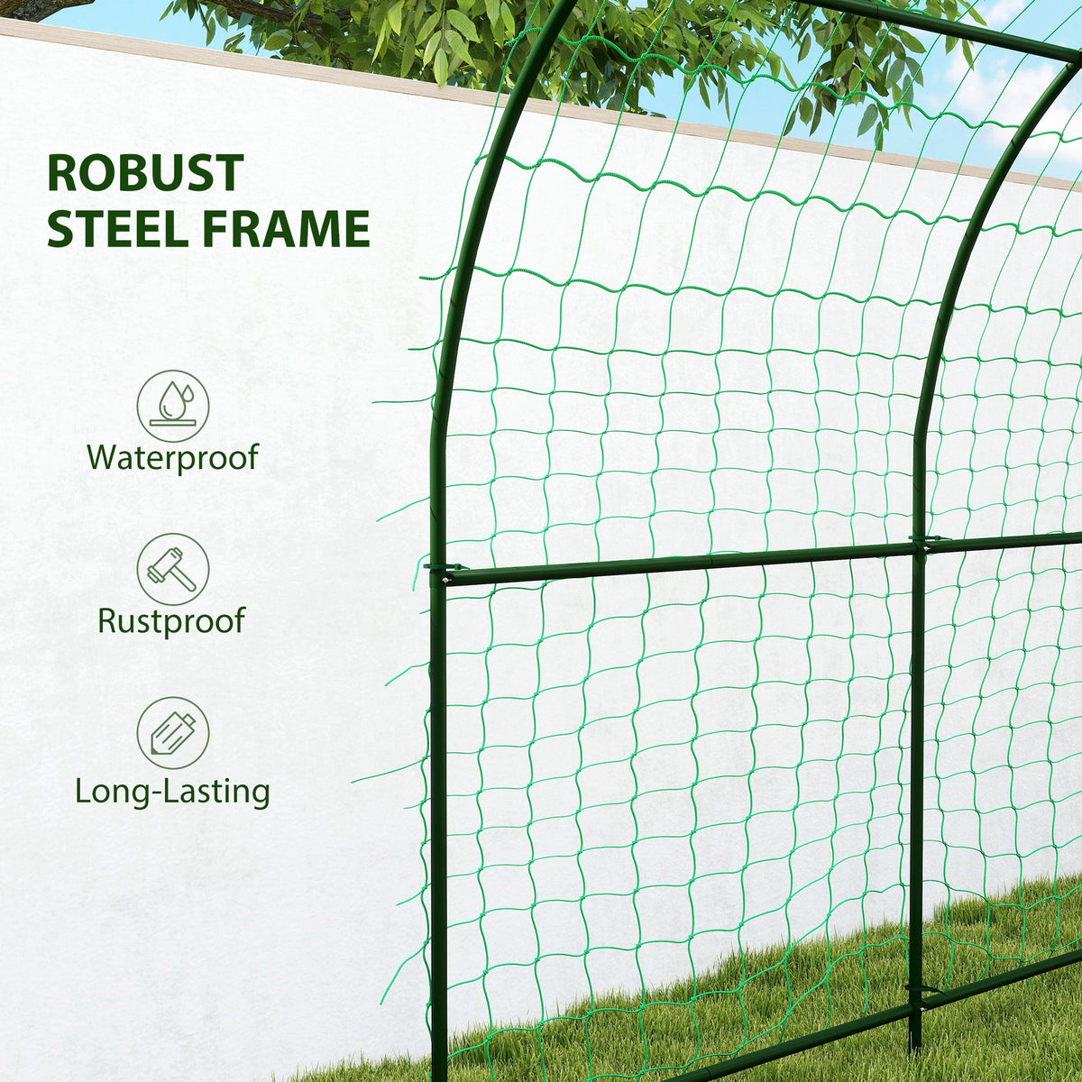 7.1FT Garden Arch Trellis with Climbing Net for Outdoor Plants — product view 7