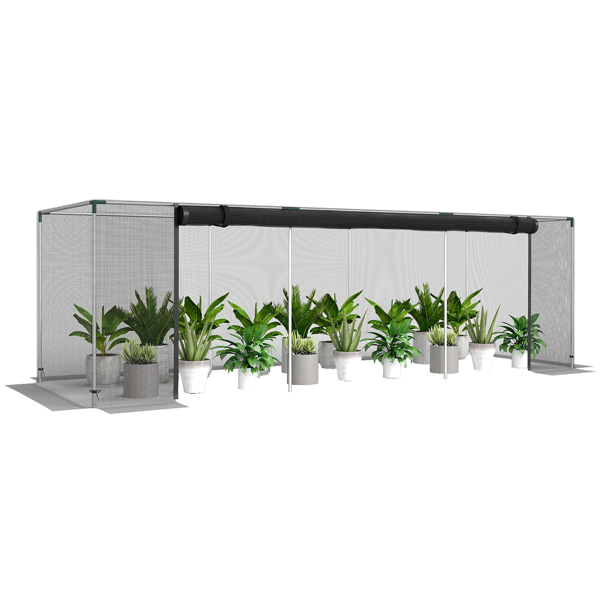 12' x 4' Crop Cage with Zippered Door and Steel Frame, Black — product view 1