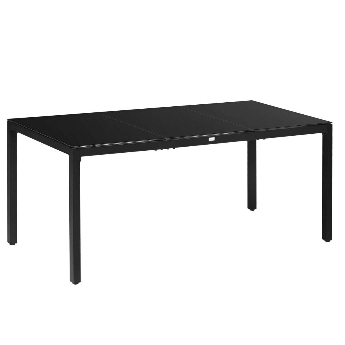 70.9" Rectangular Outdoor Dining Table with Tempered Glass Top, Black — product view 1