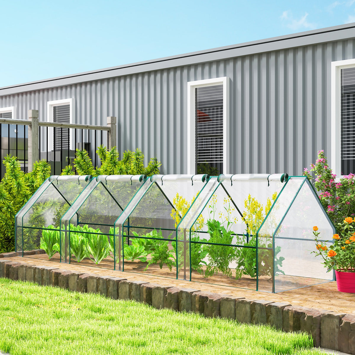 Mini Greenhouse with Zippered Doors & Roll-up Windows, — product view 3
