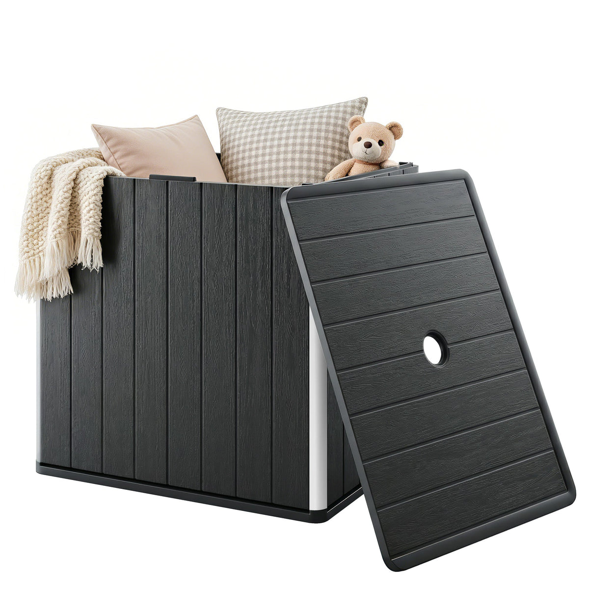 30 Gallon Outdoor Storage Box Side Table with Umbrella Holder — product view 2