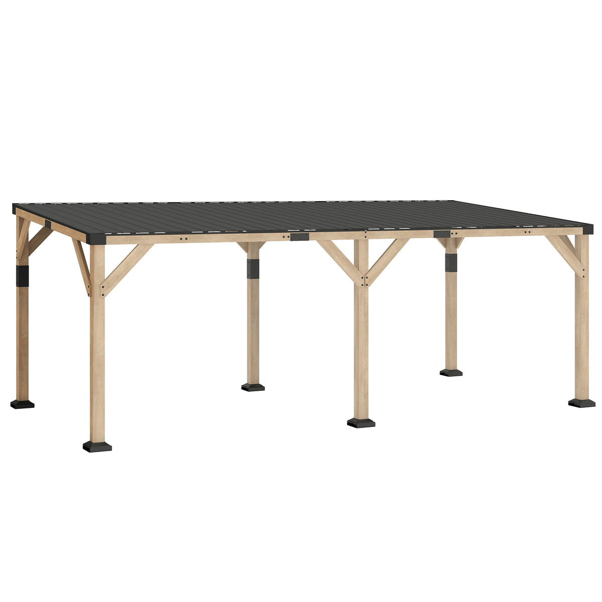 PerArbor 10' x 20' Wooden Lean-to Gazebo with Galvanized Steel Sloped Roof, Light Walnut — product view 1