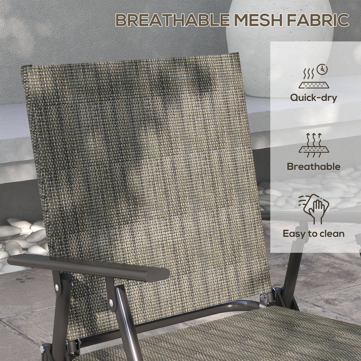 4 Piece Patio Furniture Set with Foldable Chairs & Glass Top Table, Mixed Brown — product view 6