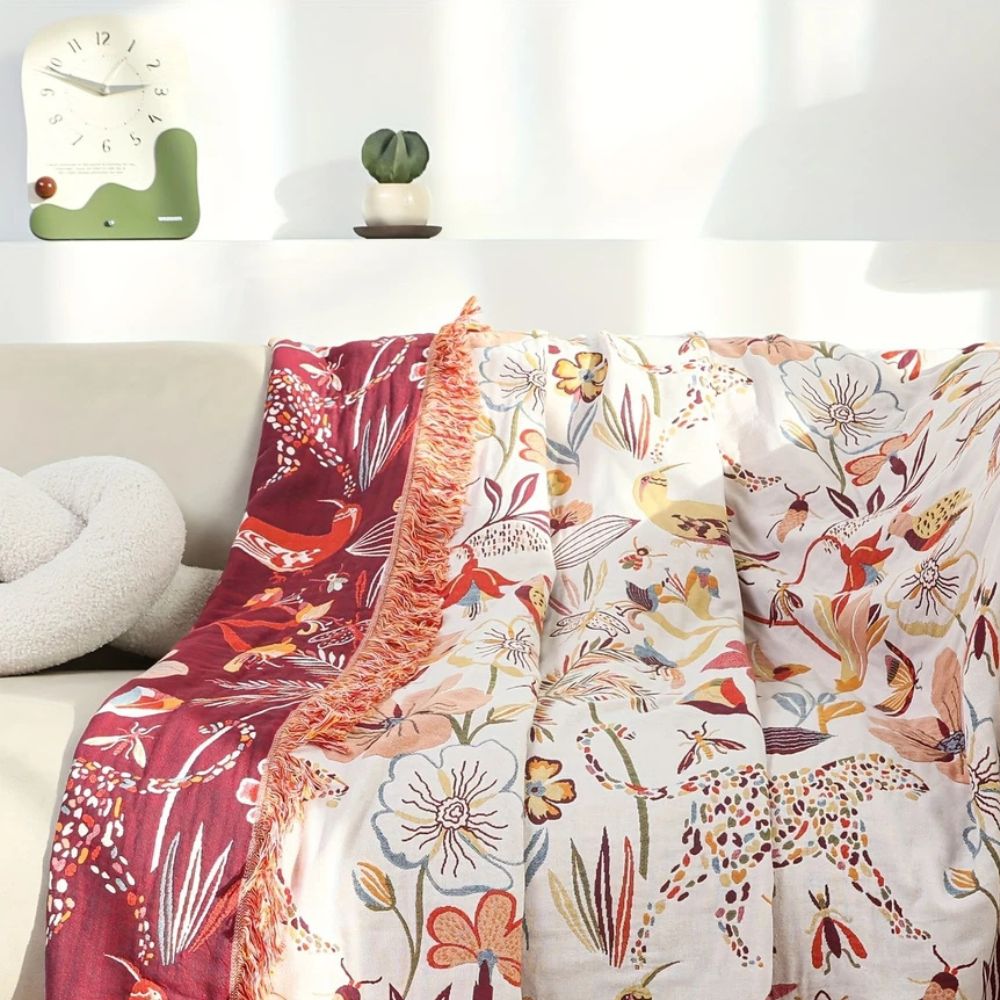 LoungeYard | Jungle Bloom Reversible Cotton Blanket — product view 4