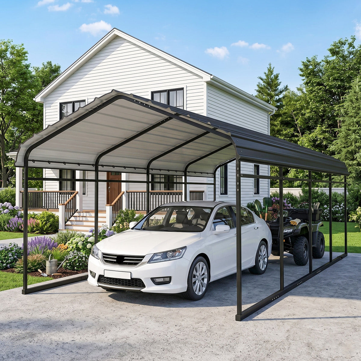 Onward 12' x 20' Heavy Duty Metal Carport with Galvanized Roof & Removable Sidewalls — product view 4