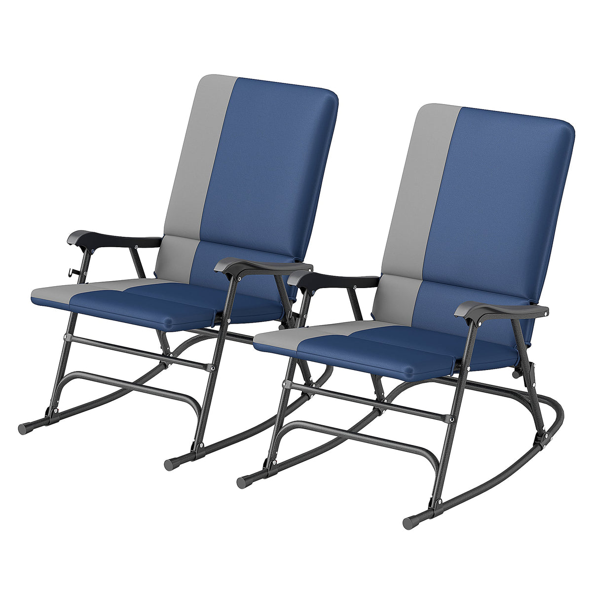 2-Piece Folding Outdoor Rocking Chairs, Dark Blue — product view 2