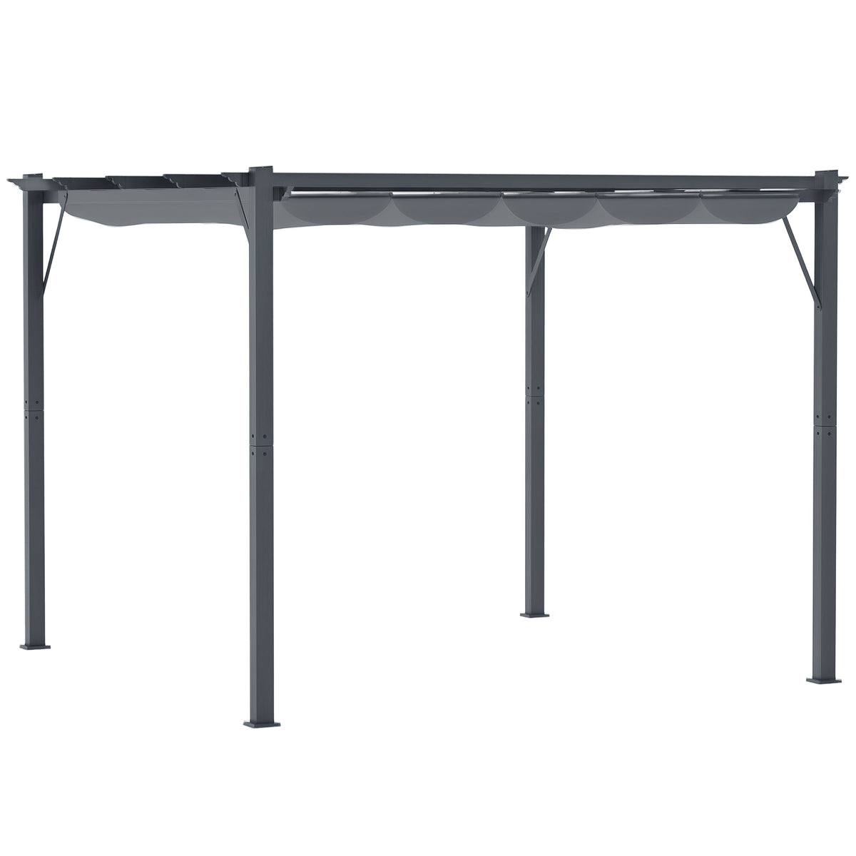 3 x 3m Pergola with Retractable Roof & Aluminium Frame, Dark Grey — product view 1