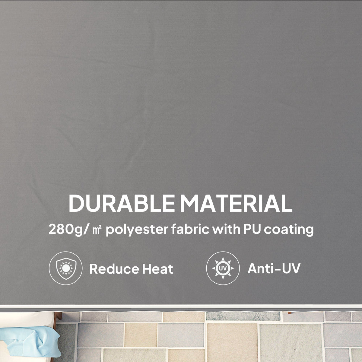 2.5 x 2m Retractable Awning with Aluminium Frame & Crank, Dark Grey — product view 6