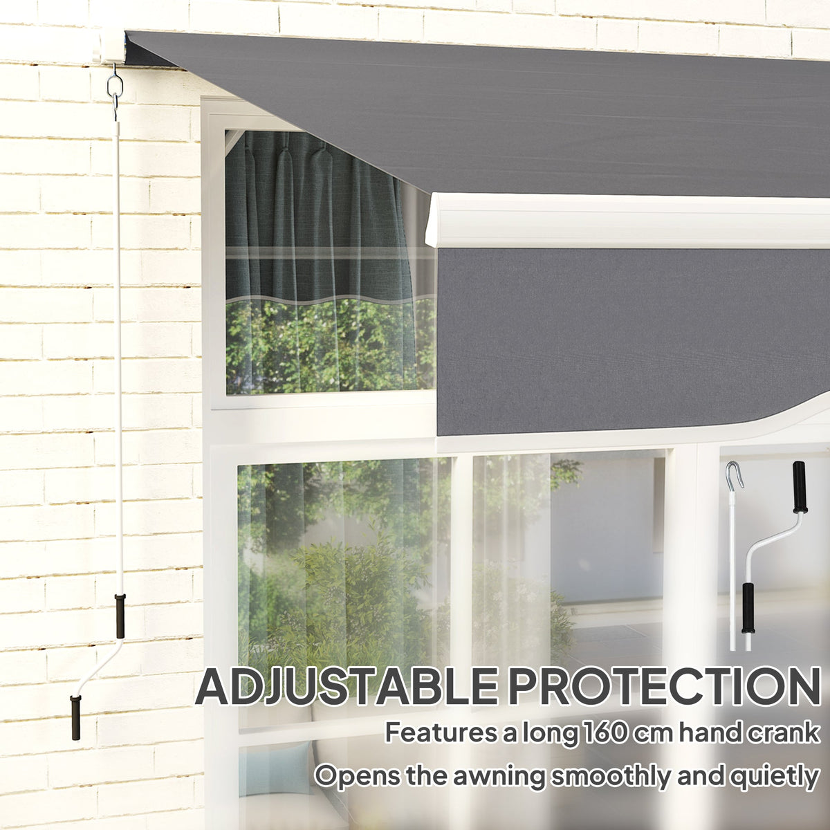 2.5 x 2m Retractable Awning with Aluminium Frame & Crank, Dark Grey — product view 7