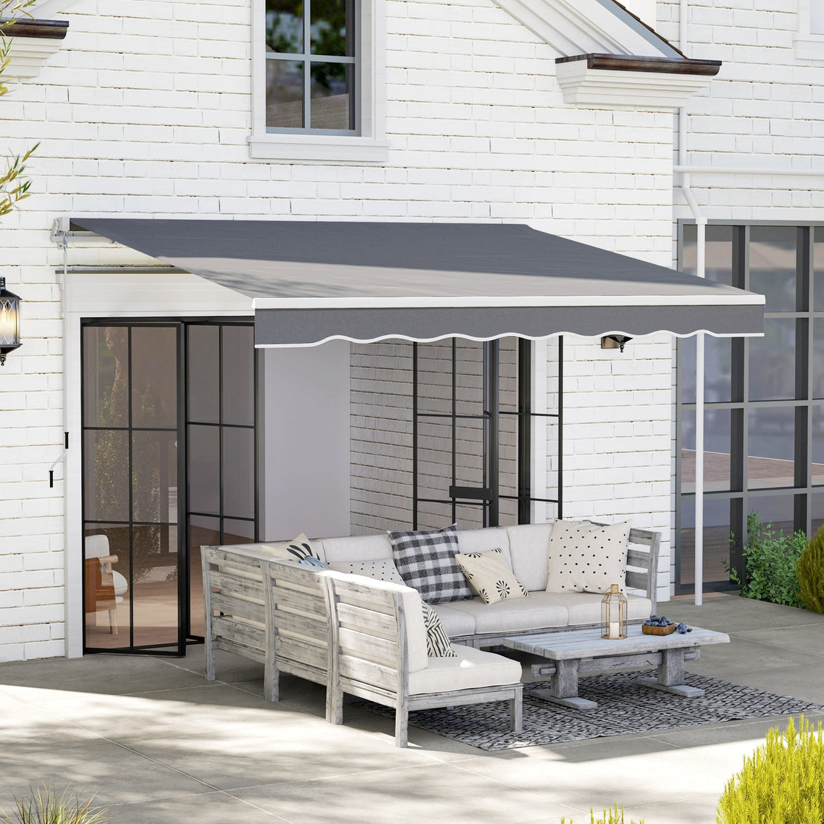 2.5 x 2m Retractable Awning with Aluminium Frame & Crank, Dark Grey — product view 3