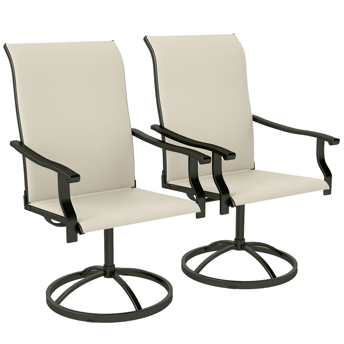 2-Piece Outdoor Patio Swivel Chairs, Beige — product view 1