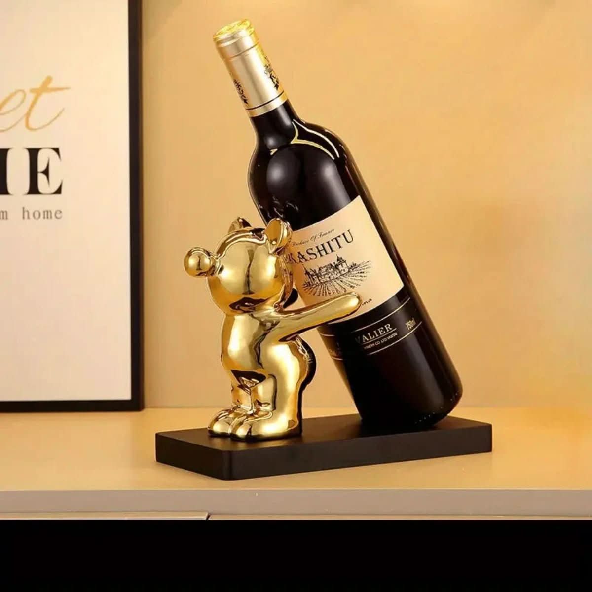 LoungeYard | Playful ceramic wine rack in bear design for stylish bottle storage — product view 1