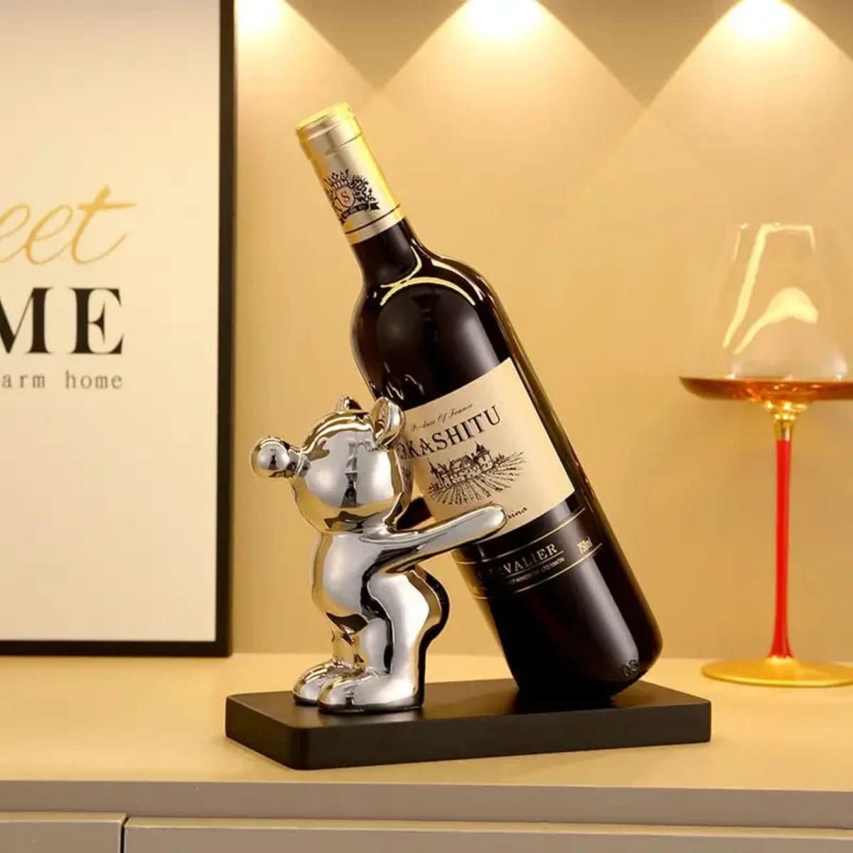 LoungeYard | Playful ceramic wine rack in bear design for stylish bottle storage — product view 5