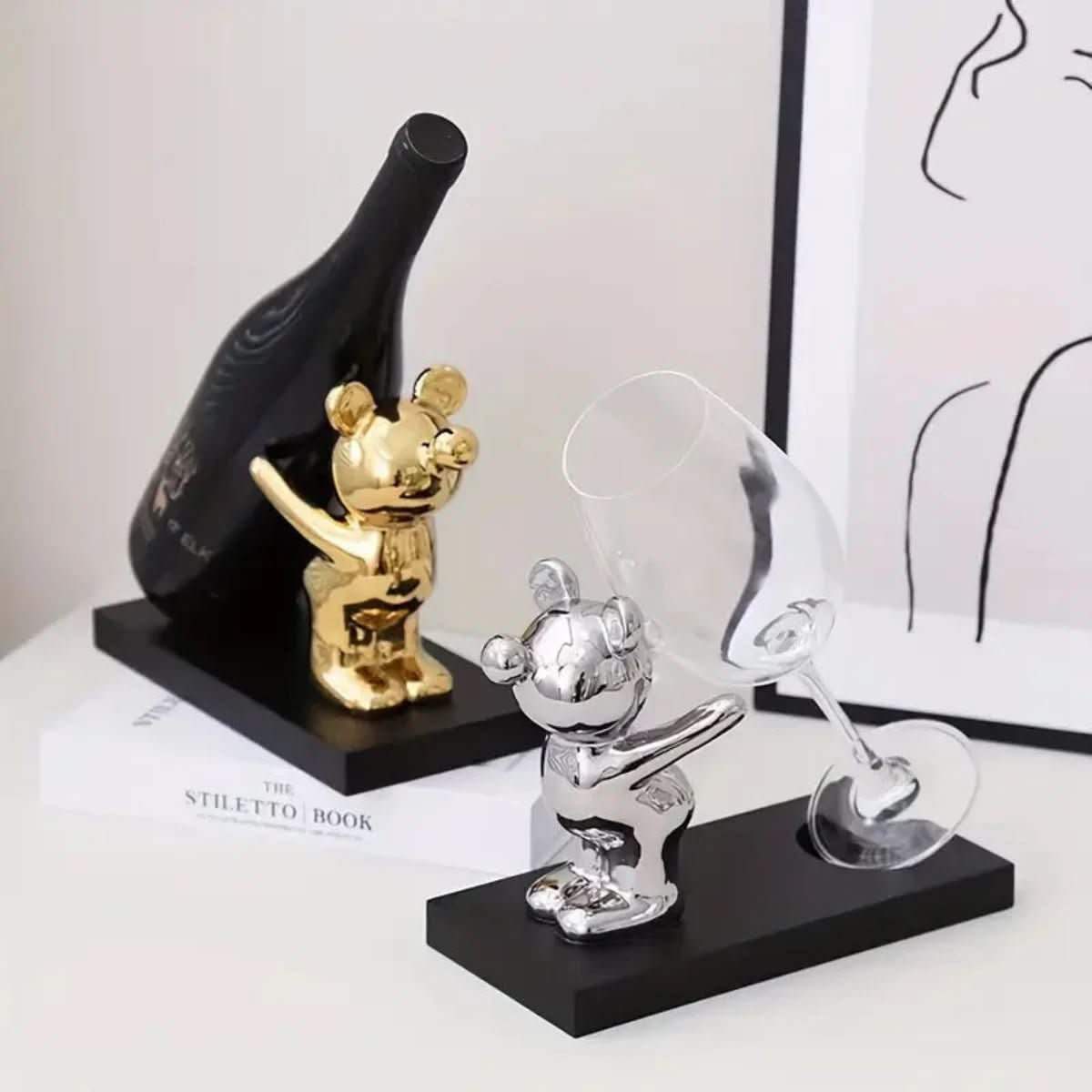 LoungeYard | Playful ceramic wine rack in bear design for stylish bottle storage — product view 6