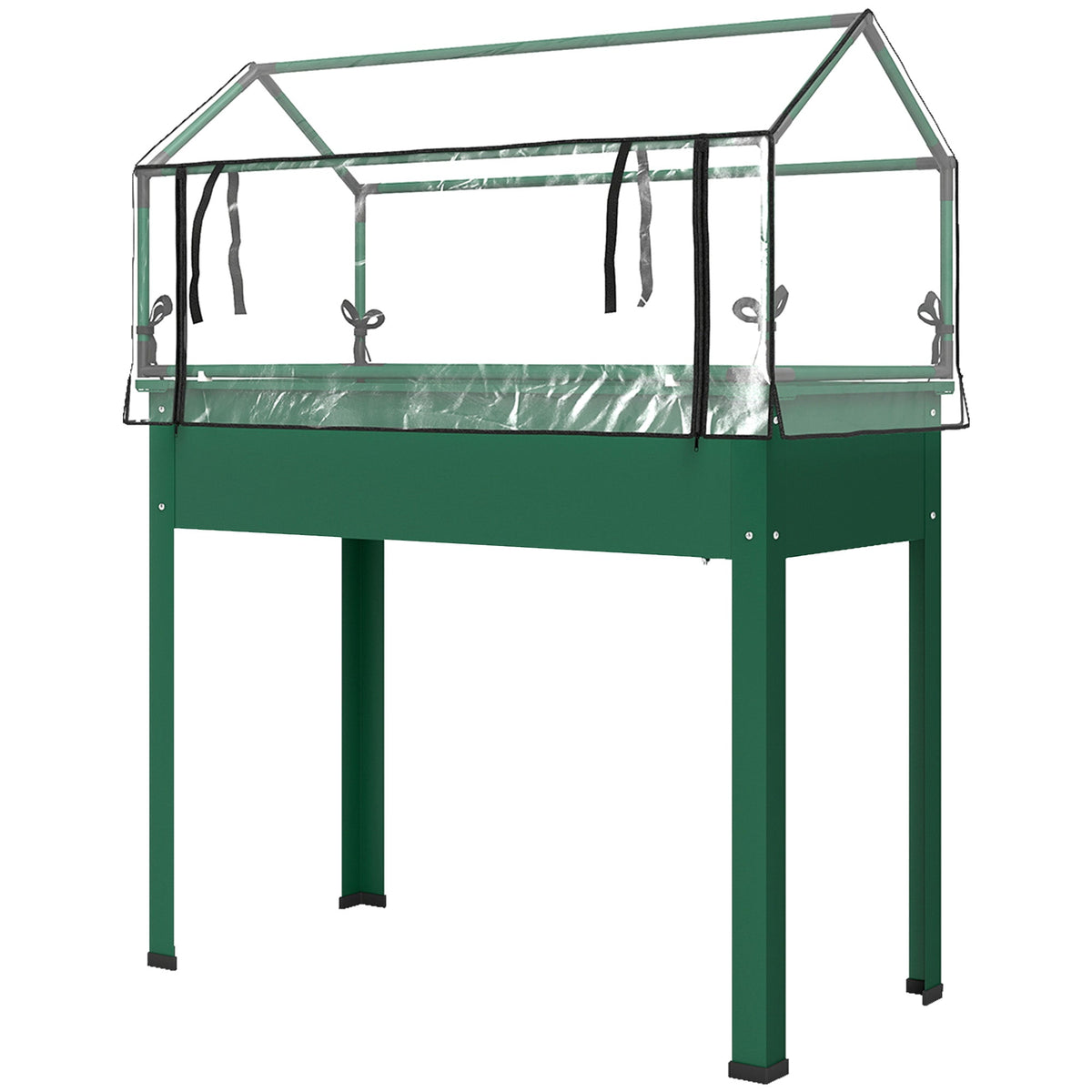 39.4" x 18.9" x 48.8" Raised Garden Bed with Cover, Green — product view 2