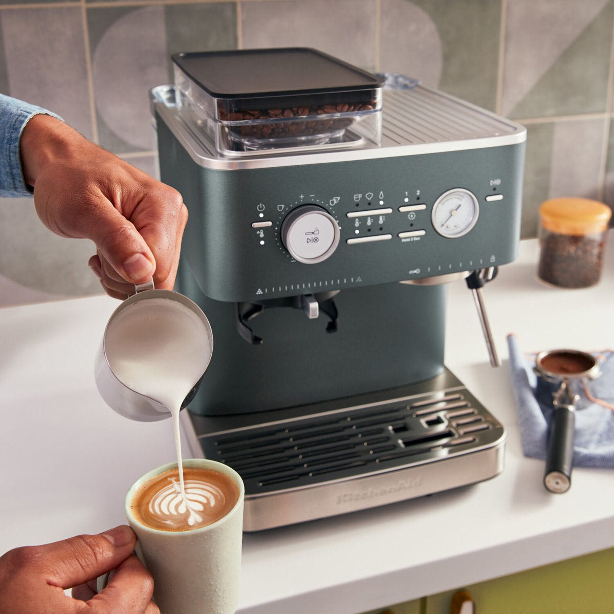 Semi-Automatic Espresso Machine with Burr Grinder — product view 3