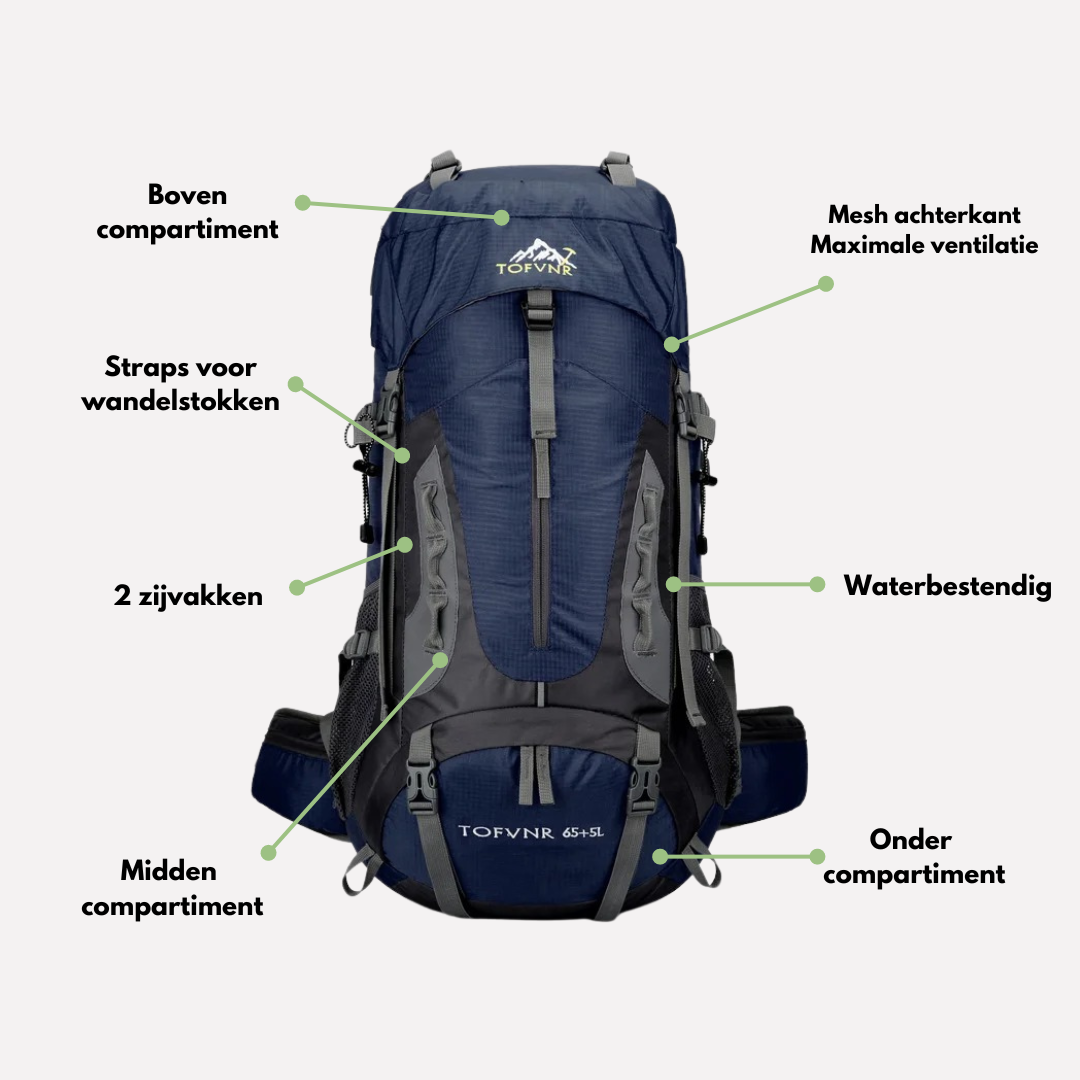 TrailBlazer Backpack – Robust 65L Waterproof Backpack LoungeYard — product view 5