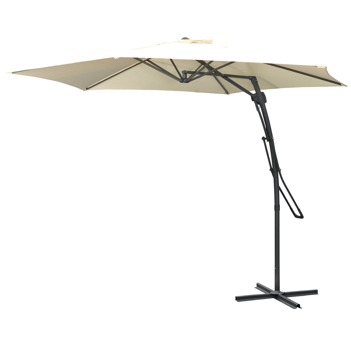 9.6ft Cantilever Patio Umbrella with Crank Handle and Cross Base, Cream White — product view 2