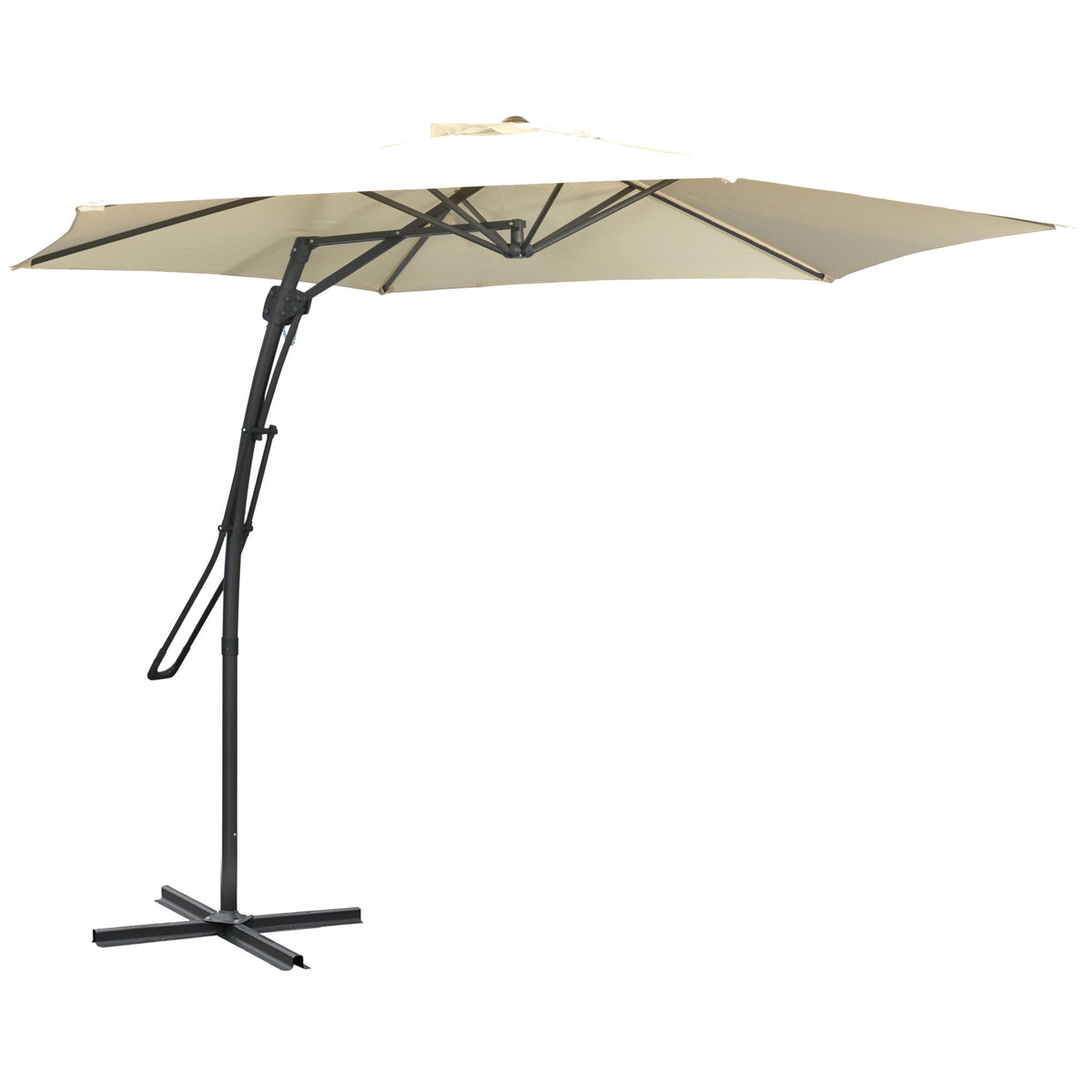 9.6ft Cantilever Patio Umbrella with Crank Handle and Cross Base, Cream White — product view 1