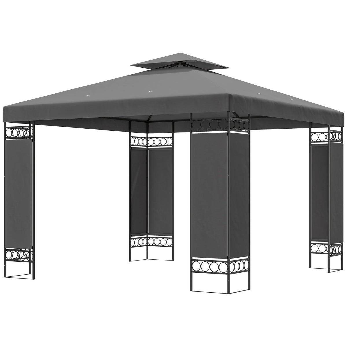 10 x 10 ft Canopy Gazebo with Double Roof and Mesh Screen Panels, Dark Grey — product view 2