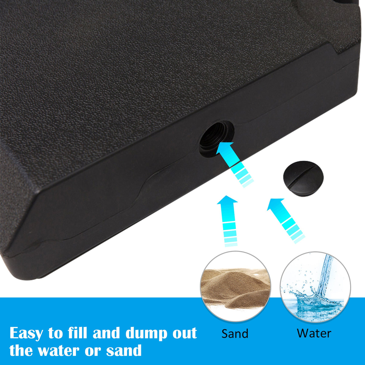 Set of 4 Parasol Base Stand Weights for Cantilever Parasols, Water and Sand Filled, Up to 120kg, Black — product view 6