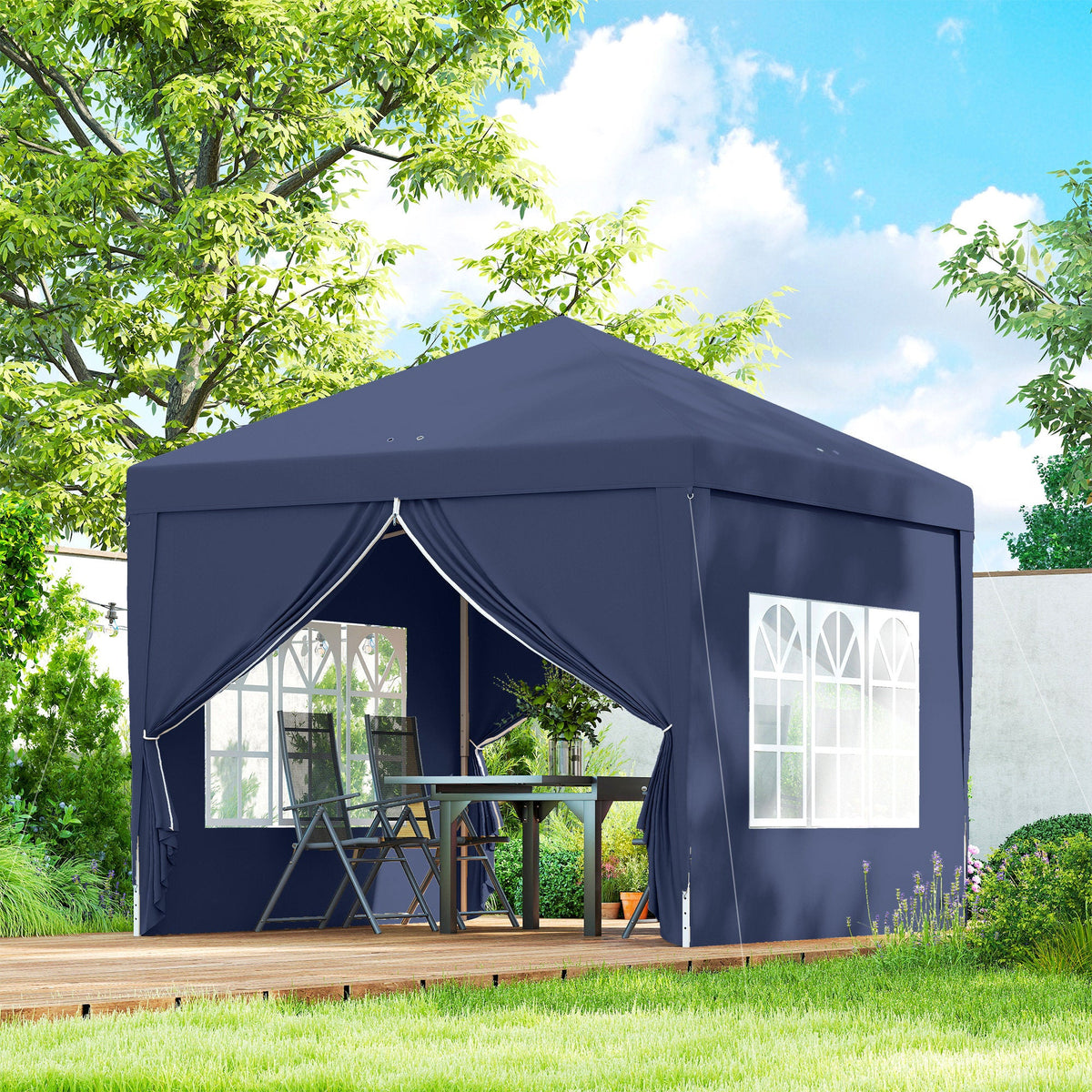 10' x 10' Outdoor Pop Up Party Tent Gazebo with Carrying Bag, Blue — product view 4