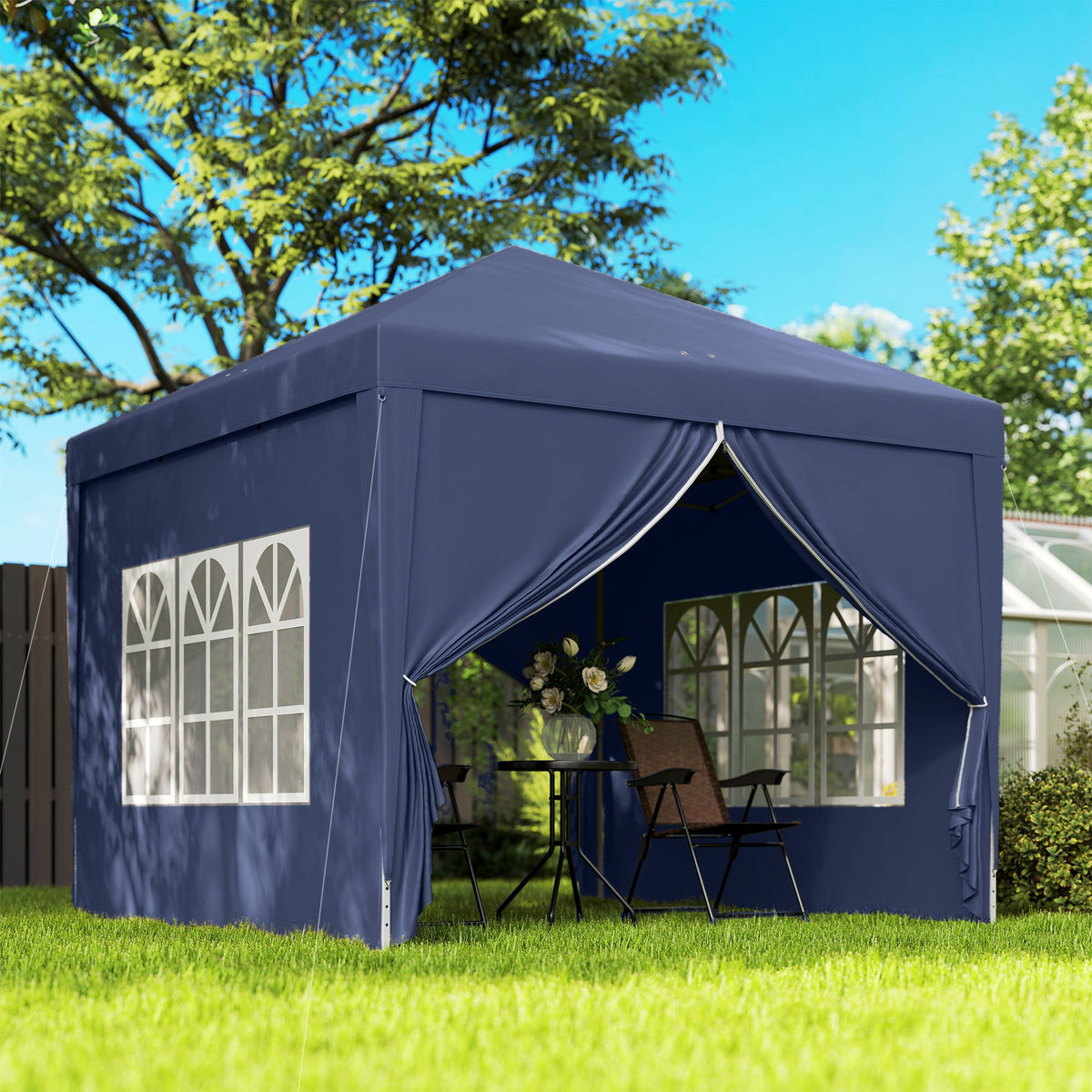 10' x 10' Outdoor Pop Up Party Tent Gazebo with Carrying Bag, Blue — product view 3