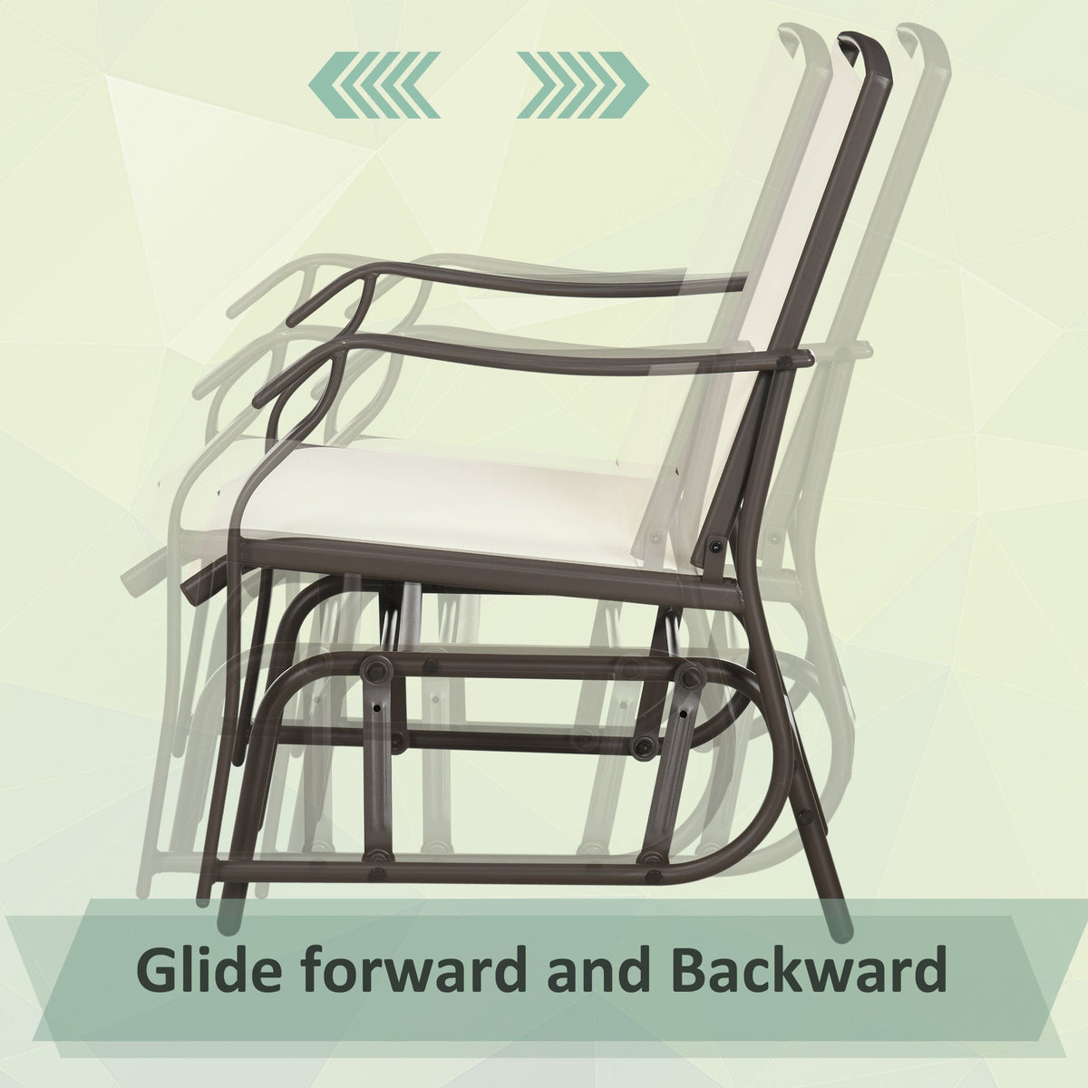 3 Piece Outdoor Glider Chair with Coffee Table Bistro Set, Cream White — product view 6