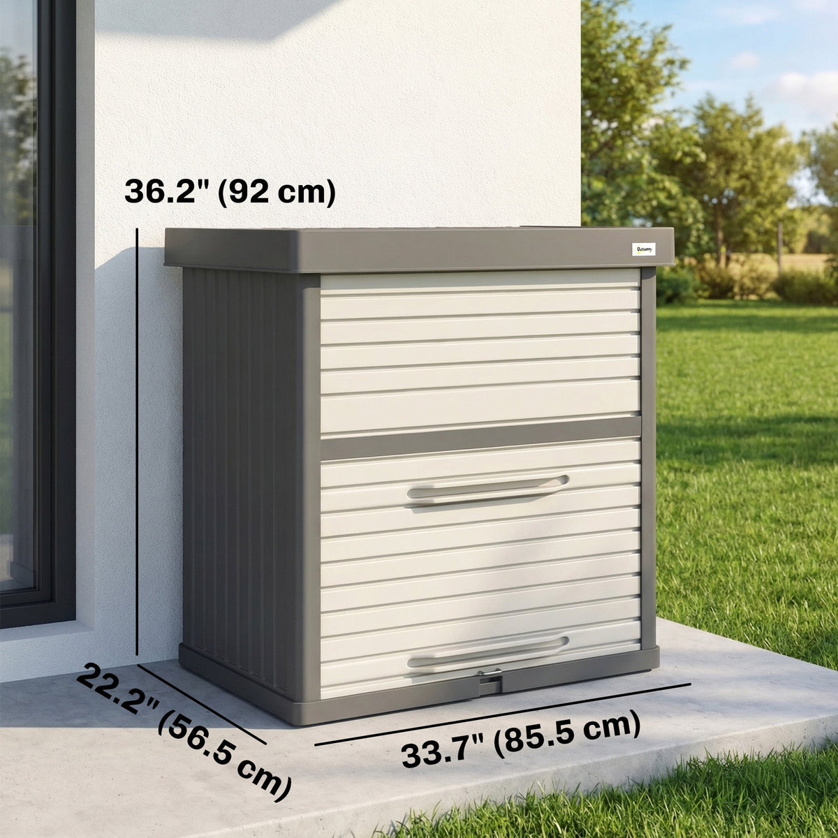 82 Gallon Outdoor Storage Box with Roll-Up Door and Removable Shelf, Grey — product view 5
