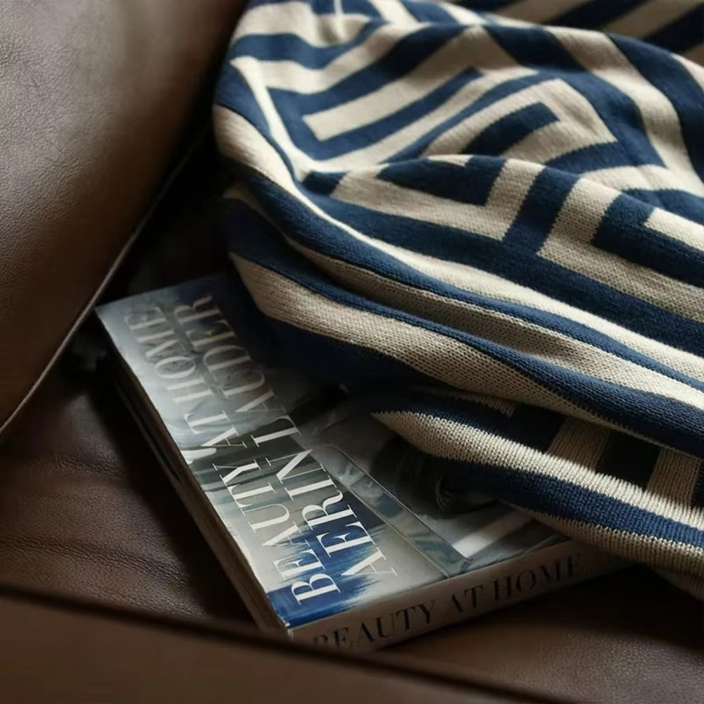 LoungeYard | Labyrinthine Geometric Jacquard Throw Blanket — product view 3