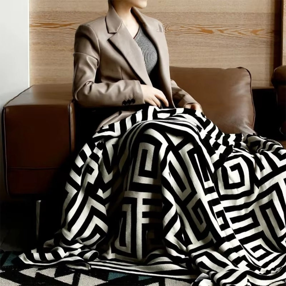 LoungeYard | Labyrinthine Geometric Jacquard Throw Blanket — product view 1