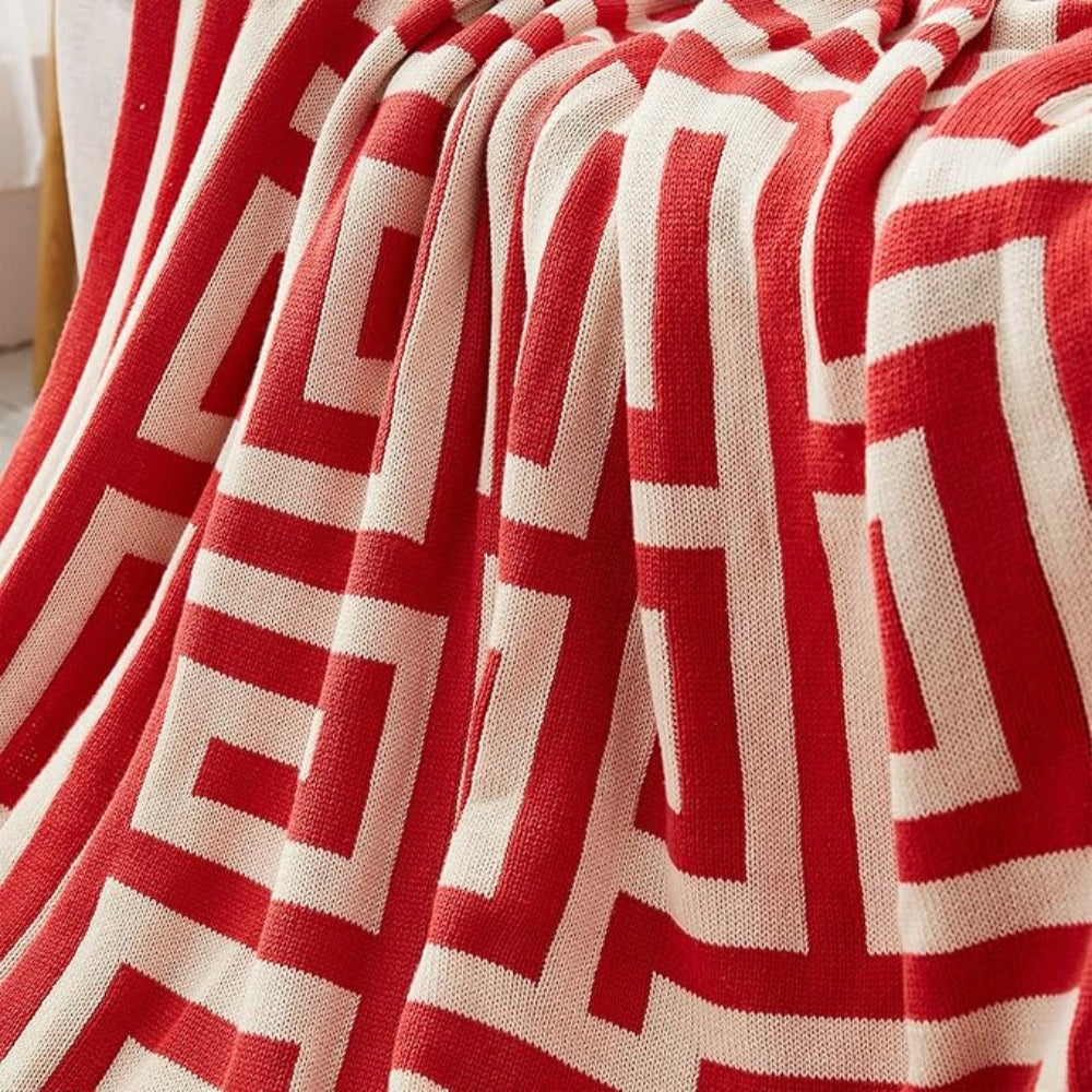 LoungeYard | Labyrinthine Geometric Jacquard Throw Blanket — product view 4