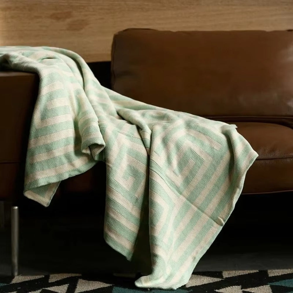 LoungeYard | Labyrinthine Geometric Jacquard Throw Blanket — product view 5