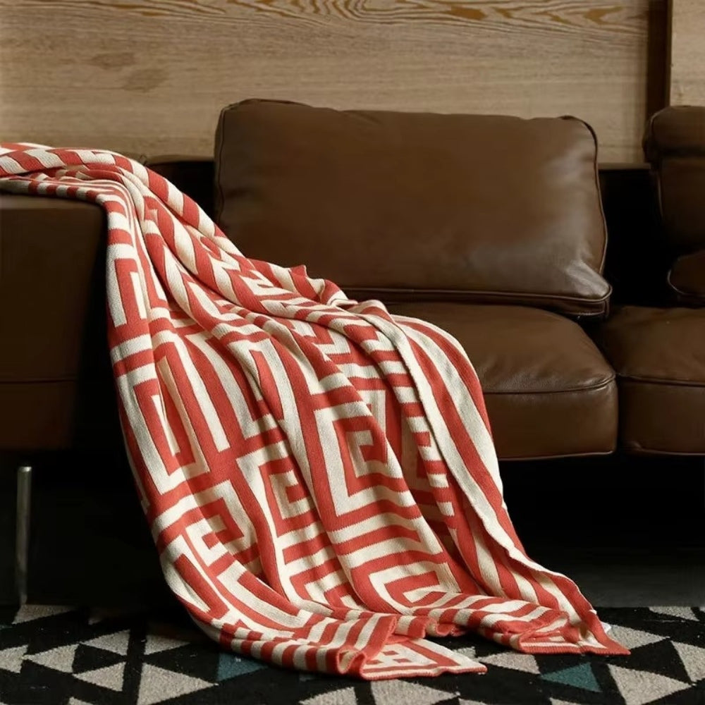 LoungeYard | Labyrinthine Geometric Jacquard Throw Blanket — product view 6