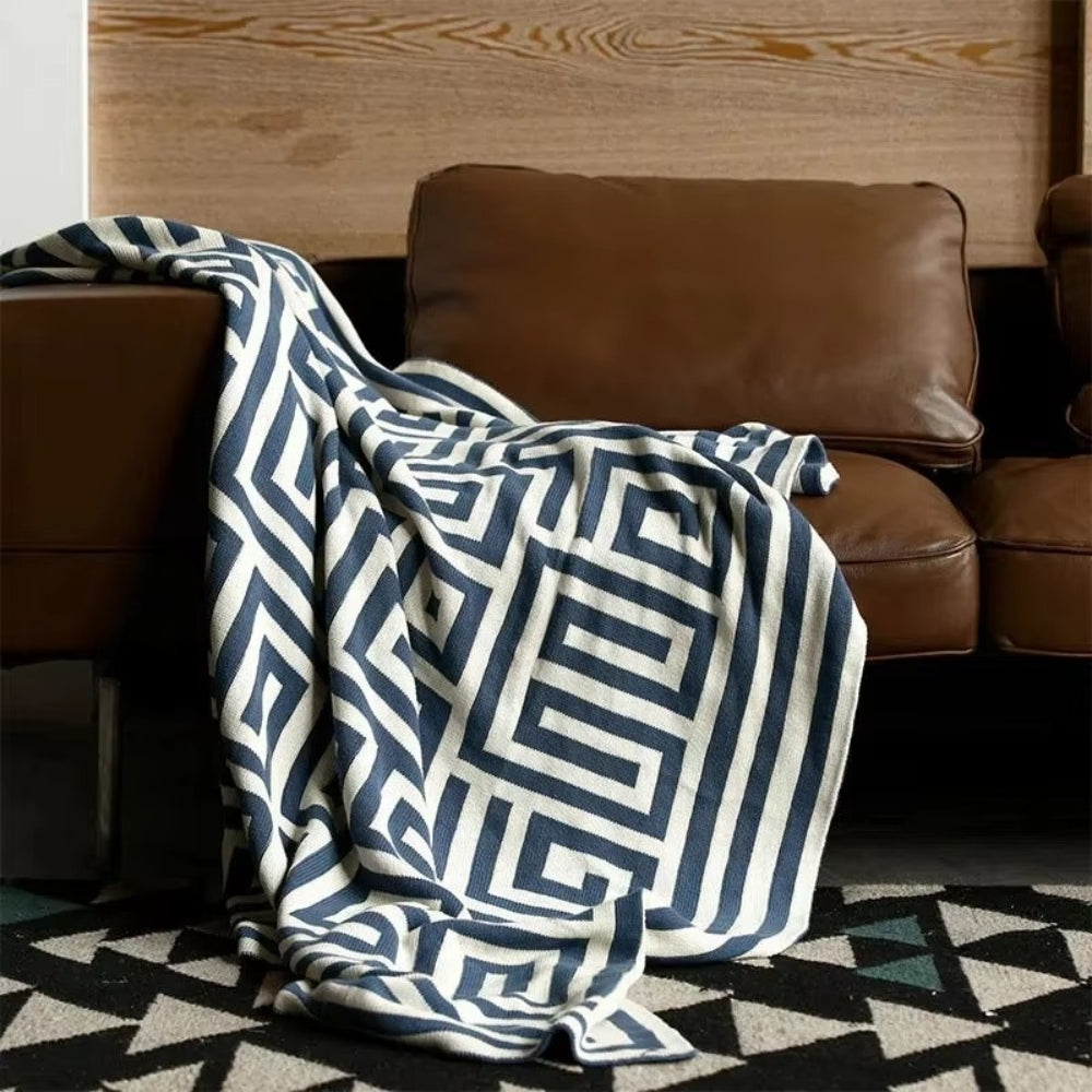 LoungeYard | Labyrinthine Geometric Jacquard Throw Blanket — product view 7