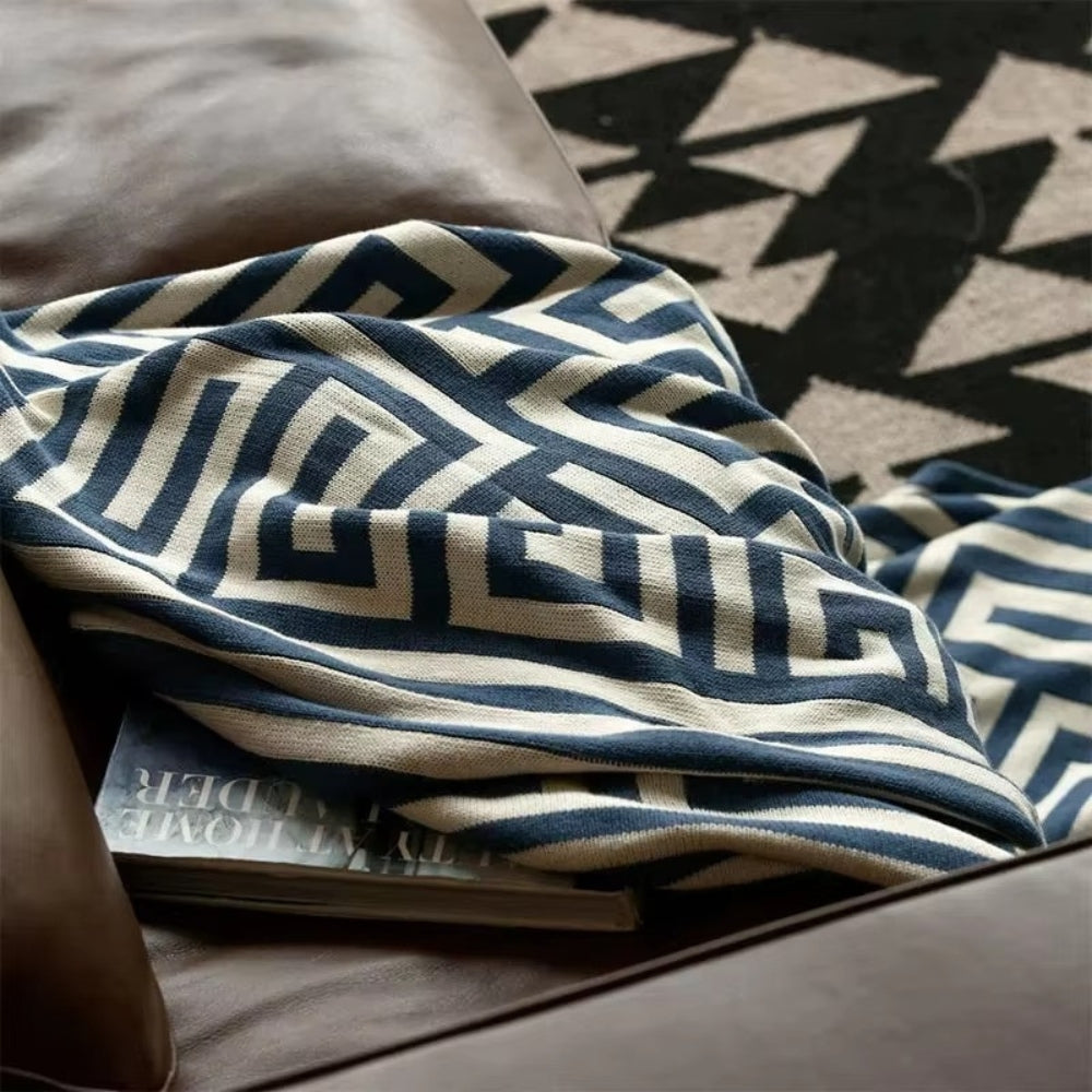 LoungeYard | Labyrinthine Geometric Jacquard Throw Blanket — product view 2