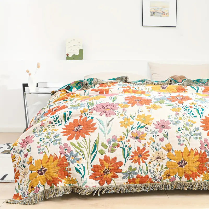 LoungeYard | Blooming Floral All-Season Cotton Blanket — product view 1