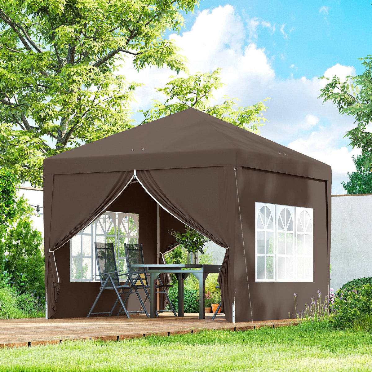 10' x 10' Pop-Up Party Tent Canopy with Carrying Bag, Coffee — product view 4