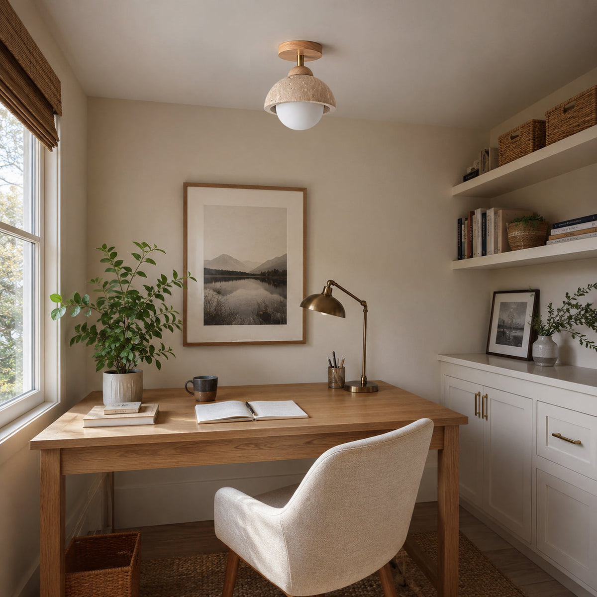 Linnton Travertine Semi-Flush Mount — product view 4