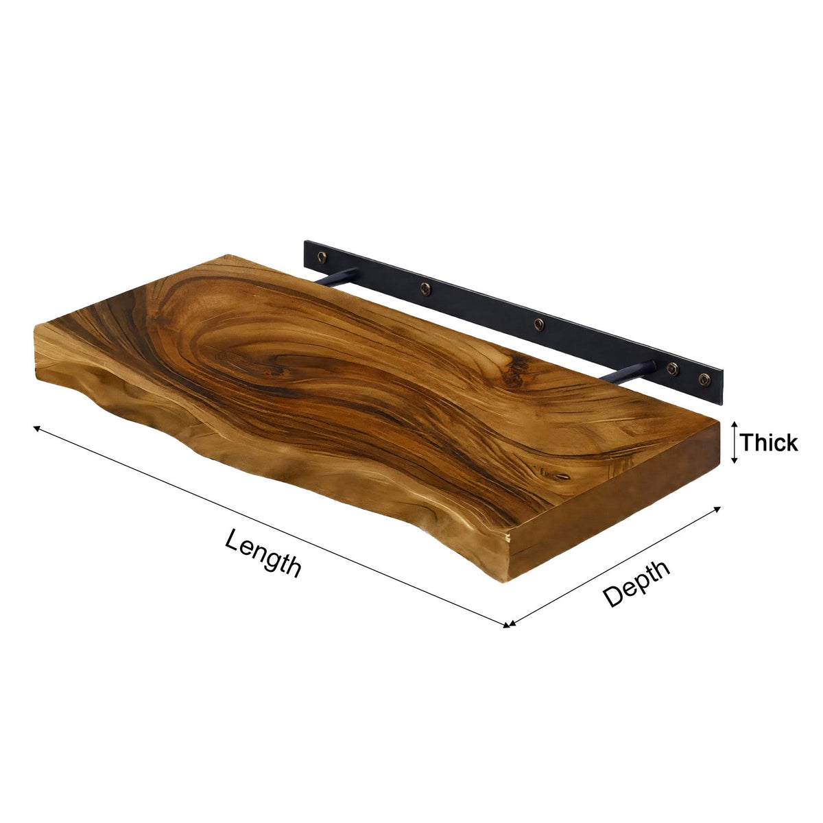Live Edge Rustic Solid Wood Floating Shelf — product view 7