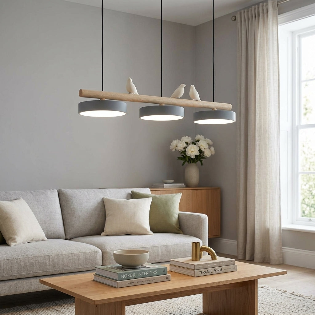 Linnet Bird Pendant Lamp, Wood, Scandinavian — product view 1