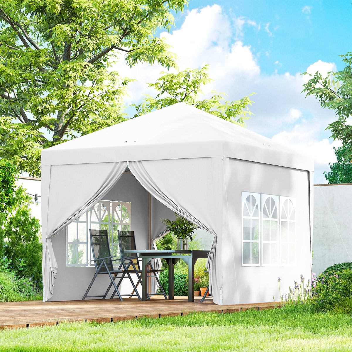 10' x 10' Outdoor Pop Up Party Tent Gazebo with Carrying Bag, White — product view 3